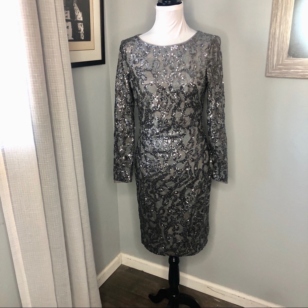 Ralph Lauren Silver Sequins Dress Size 6